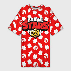 Женская длинная футболка Brawl Stars: Red & White