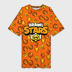 Женская длинная футболка Brawl Stars: Orange Team