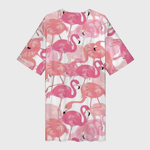 Женская длинная футболка Рай фламинго / 3D-принт – фото 2