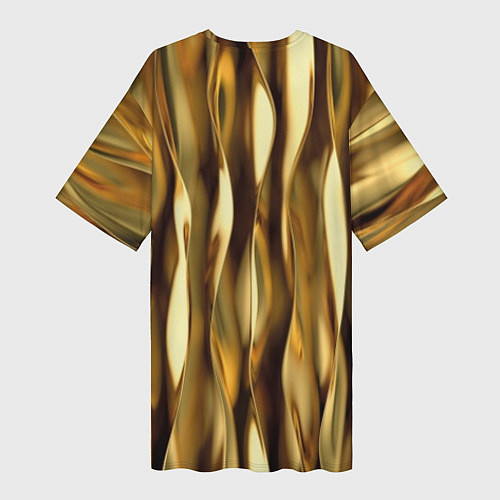 Женская длинная футболка Золотые вертикальные волны / 3D-принт – фото 2