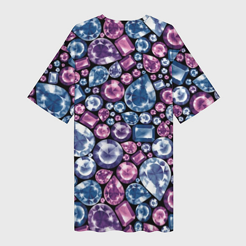 Женская длинная футболка Разноцветные бриллианты / 3D-принт – фото 2