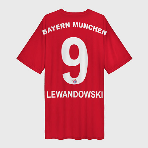 Женская длинная футболка FC Bayern: Lewandowski Home 19-20 / 3D-принт – фото 2