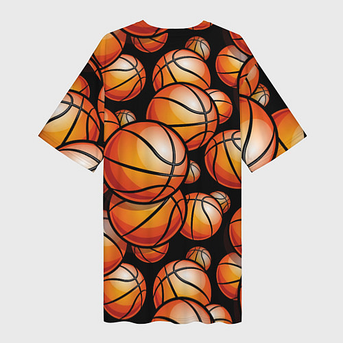 Женская длинная футболка Баскетбольные яркие мячи / 3D-принт – фото 2