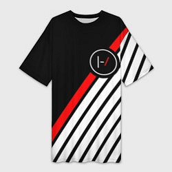 Футболка женская длинная 21 Pilots: Black Logo, цвет: 3D-принт