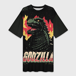 Женская длинная футболка Flame Godzilla