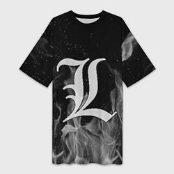 Женская длинная футболка L letter flame gray