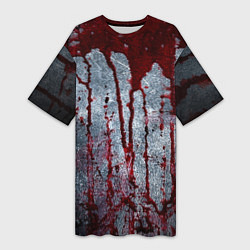 Женская длинная футболка Кровь на металле текстура