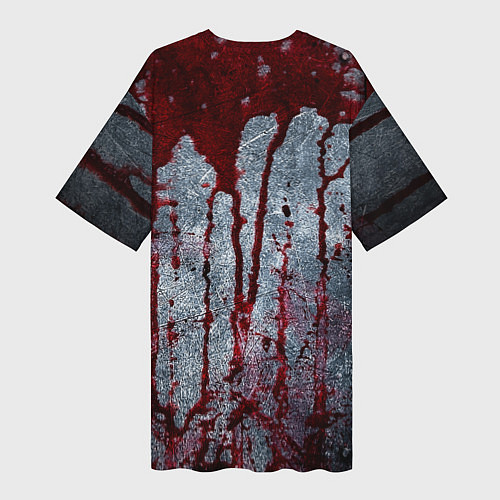 Женская длинная футболка Кровь на металле текстура / 3D-принт – фото 2