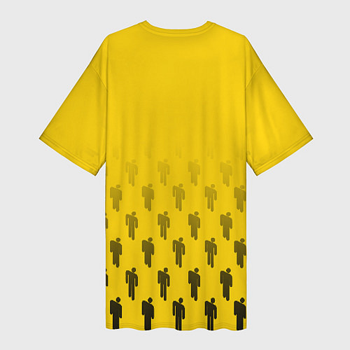 Женская длинная футболка Billie Eilish: Yellow Autograph / 3D-принт – фото 2