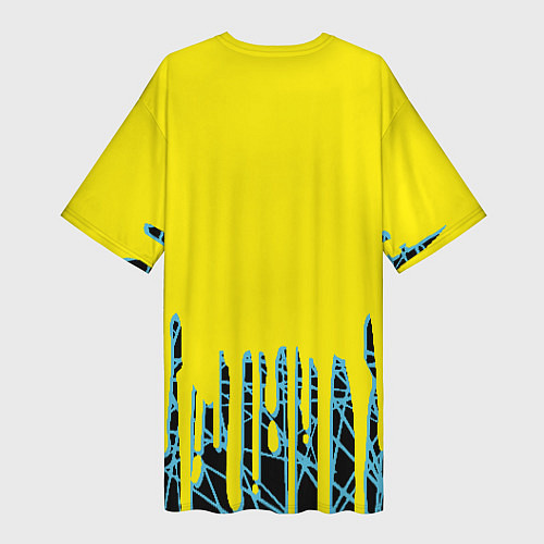 Женская длинная футболка Cyberpunk 2077: Yellow Style / 3D-принт – фото 2