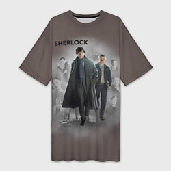 Футболка женская длинная Sherlock, цвет: 3D-принт