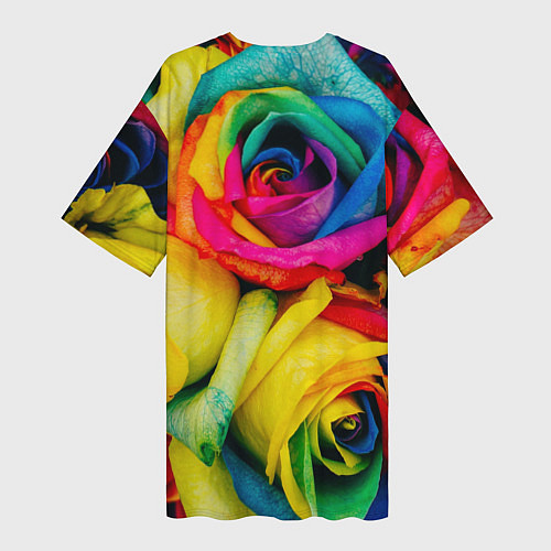 Женская длинная футболка Разноцветные розы / 3D-принт – фото 2