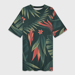 Женская длинная футболка Тропический комуфляж