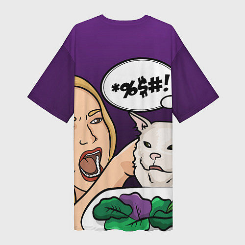 Женская длинная футболка Woman yelling at a cat / 3D-принт – фото 2
