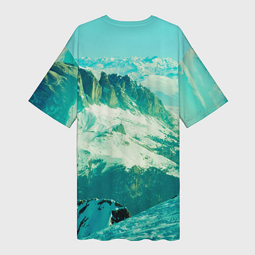 Женская длинная футболка Горы / 3D-принт – фото 2