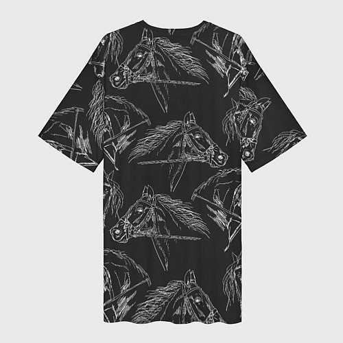 Женская длинная футболка Кони / 3D-принт – фото 2