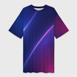 Футболка женская длинная Фиолетово 3d волны 2020, цвет: 3D-принт