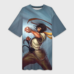 Женская длинная футболка Karate girl
