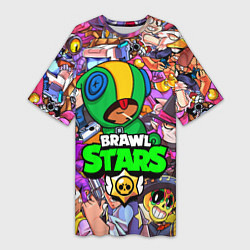 Женская длинная футболка BRAWL STARS LEON