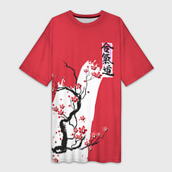 Женская длинная футболка Сакура Айкидо