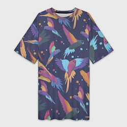 Женская длинная футболка Райские попугаи