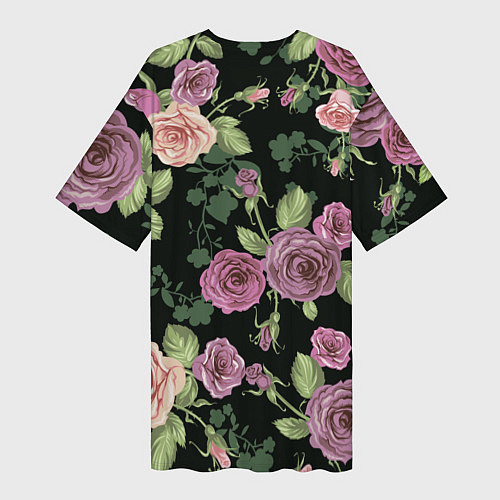 Женская длинная футболка Кусты роз / 3D-принт – фото 2