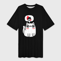 Женская длинная футболка Meme cat
