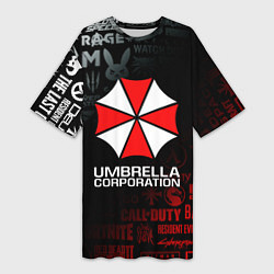 Футболка женская длинная RESIDENT EVIL UMBRELLA CORP, цвет: 3D-принт