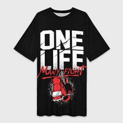 Футболка женская длинная One Life Many Fight, цвет: 3D-принт