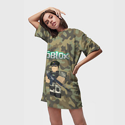 Футболка женская длинная Roblox 23 February Camouflage, цвет: 3D-принт — фото 2