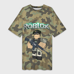 Футболка женская длинная Roblox 23 February Camouflage, цвет: 3D-принт