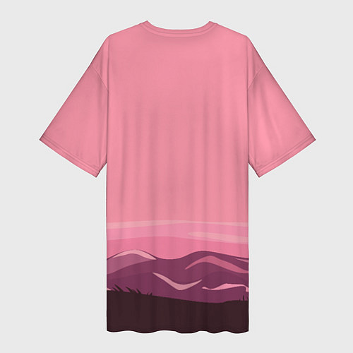 Женская длинная футболка Фламинго / 3D-принт – фото 2