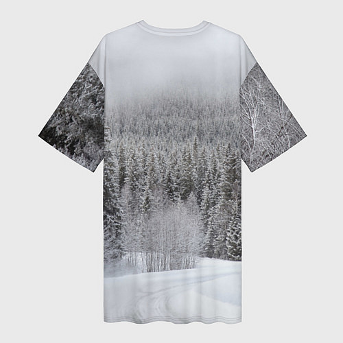 Женская длинная футболка Зимняя природа / 3D-принт – фото 2