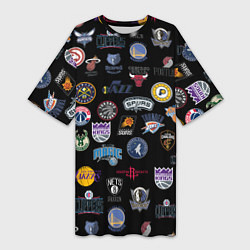 Женская длинная футболка NBA Pattern