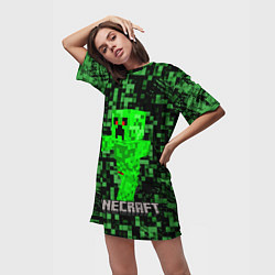 Футболка женская длинная MINECRAFT CREEPER, цвет: 3D-принт — фото 2