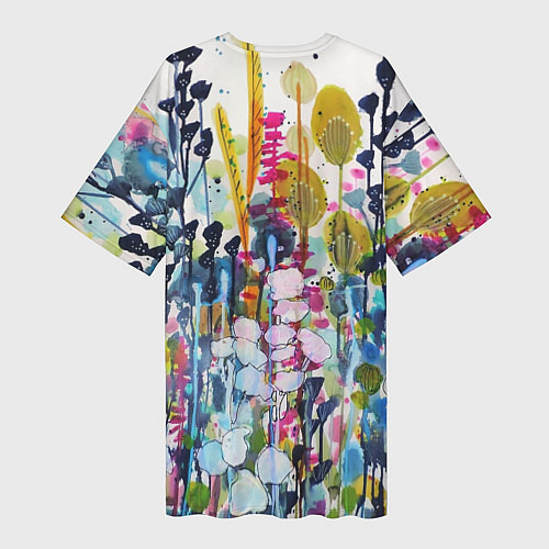 Женская длинная футболка Watercolor Flowers / 3D-принт – фото 2