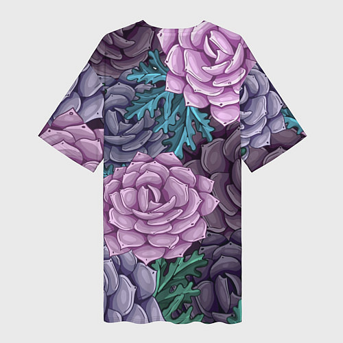 Женская длинная футболка Цветы / 3D-принт – фото 2