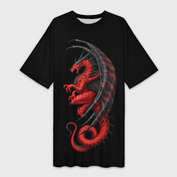 Футболка женская длинная Red Dragon, цвет: 3D-принт