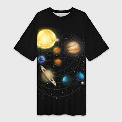 Женская длинная футболка Солнечная Система