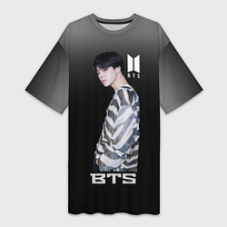 Футболка женская длинная BTS, цвет: 3D-принт