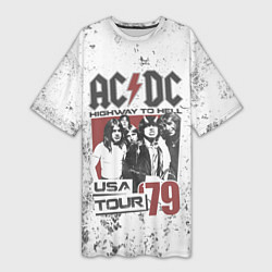 Футболка женская длинная ACDC, цвет: 3D-принт