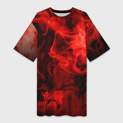 Женская длинная футболка Красный дым