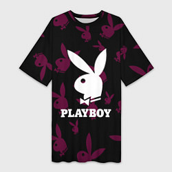 Футболка женская длинная PLAYBOY, цвет: 3D-принт