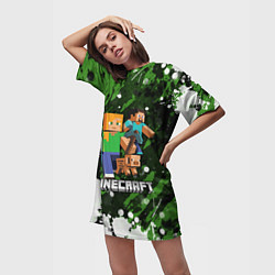 Футболка женская длинная Minecraft Майнкрафт, цвет: 3D-принт — фото 2