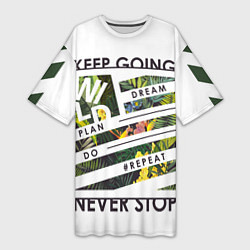 Футболка женская длинная Off-White: Keep Going, цвет: 3D-принт