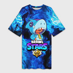 Женская длинная футболка BRAWL STARS LEON SHARK