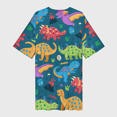 Женская длинная футболка Арт с динозаврами / 3D-принт – фото 2
