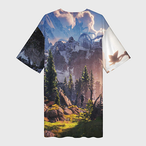 Женская длинная футболка Horizon Zero Dawn / 3D-принт – фото 2