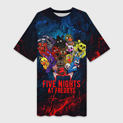 Футболка женская длинная Five Nights At Freddys, цвет: 3D-принт