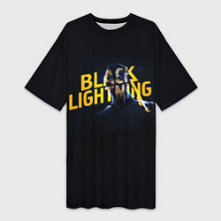 Футболка женская длинная Black Lightning - Thunder, цвет: 3D-принт